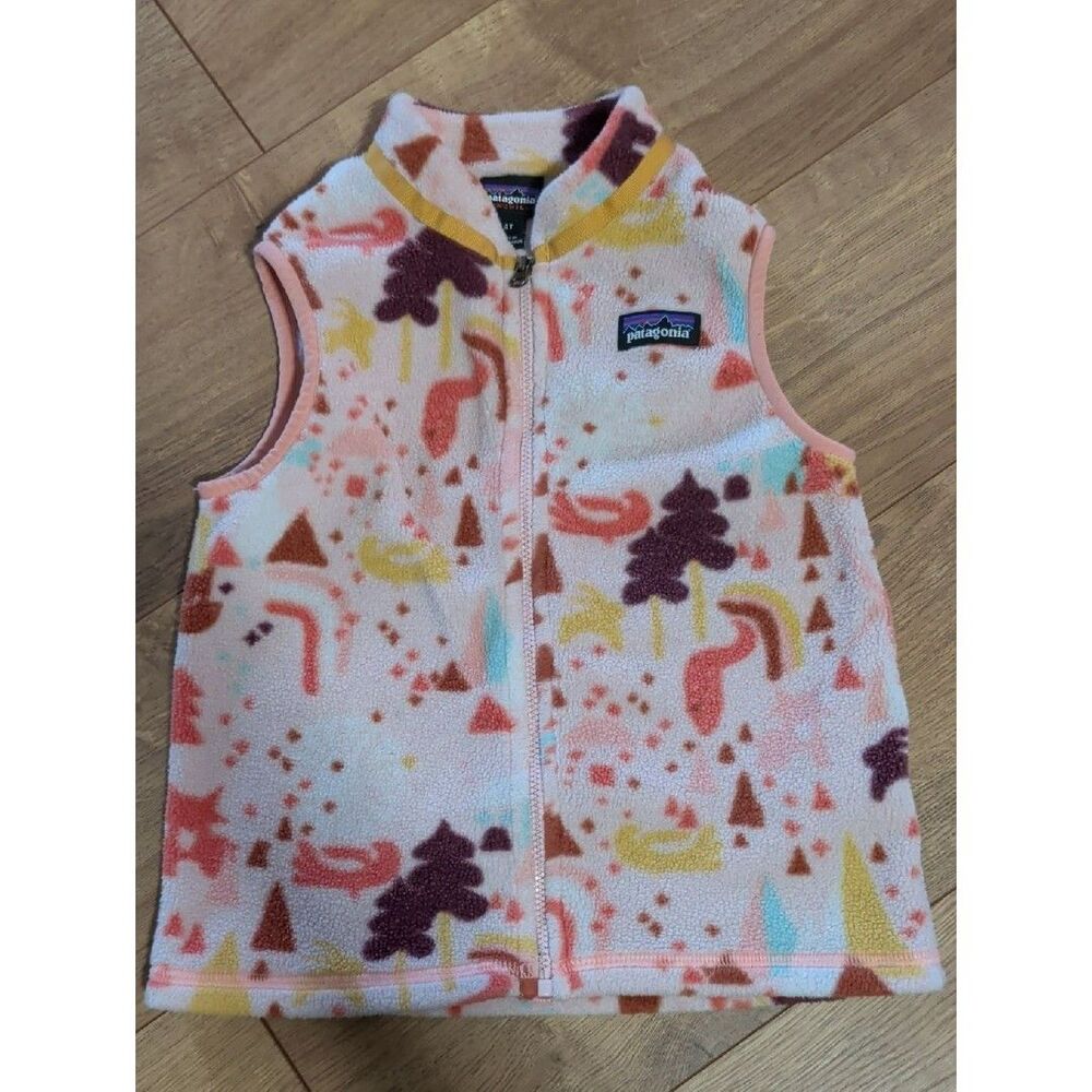 Patagonia Synchilla Kids Fleece Vest in Cream, Yellow & Coral